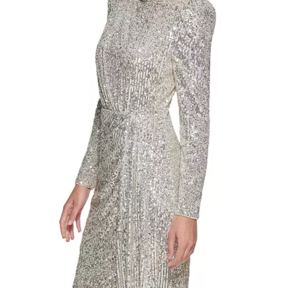 Eliza J Silver Sequin Dress - Picture 2 of 5